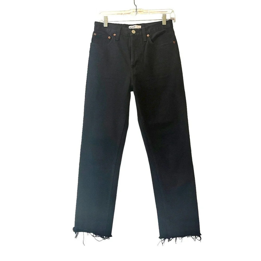 Re/Done NWD High Rise Loose Rigid Jeans Size 26 US In Black 100% Cotton